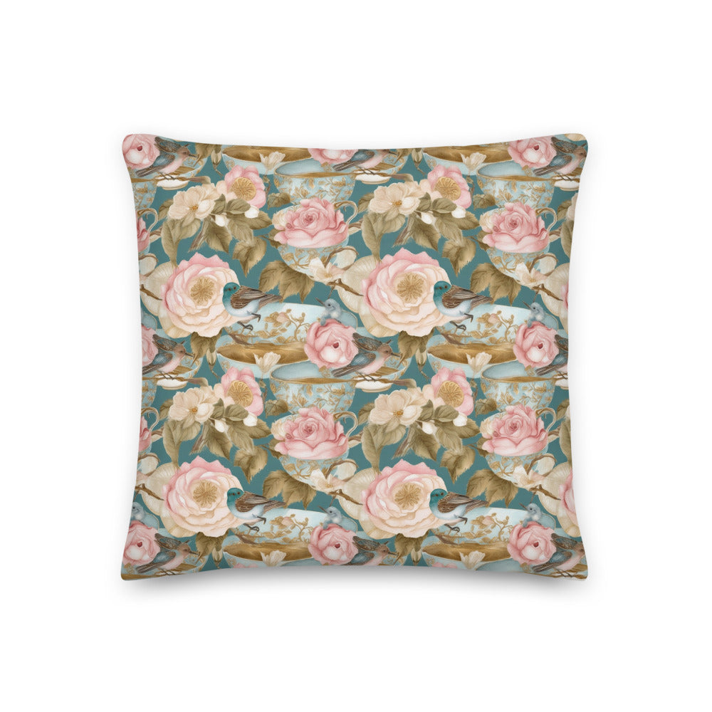 Teatime Roses Cushion - watercolour print