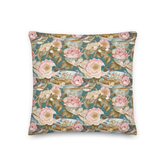 Teatime Roses Cushion - watercolour print