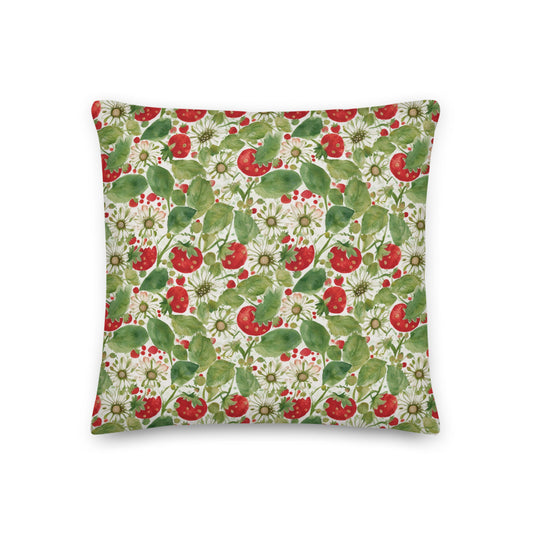 Strawberry & Daisy Cushion - watercolour print