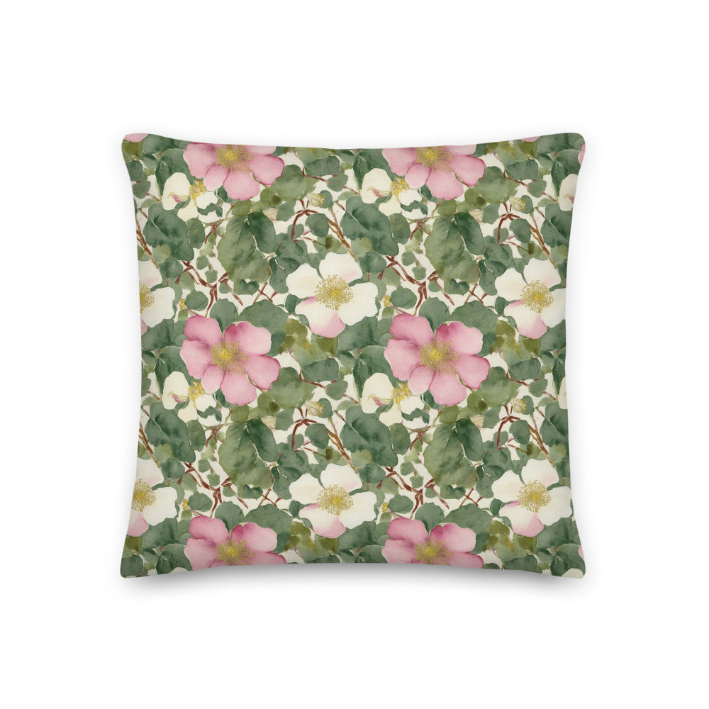 Wild Rose Cushion - watercolour print