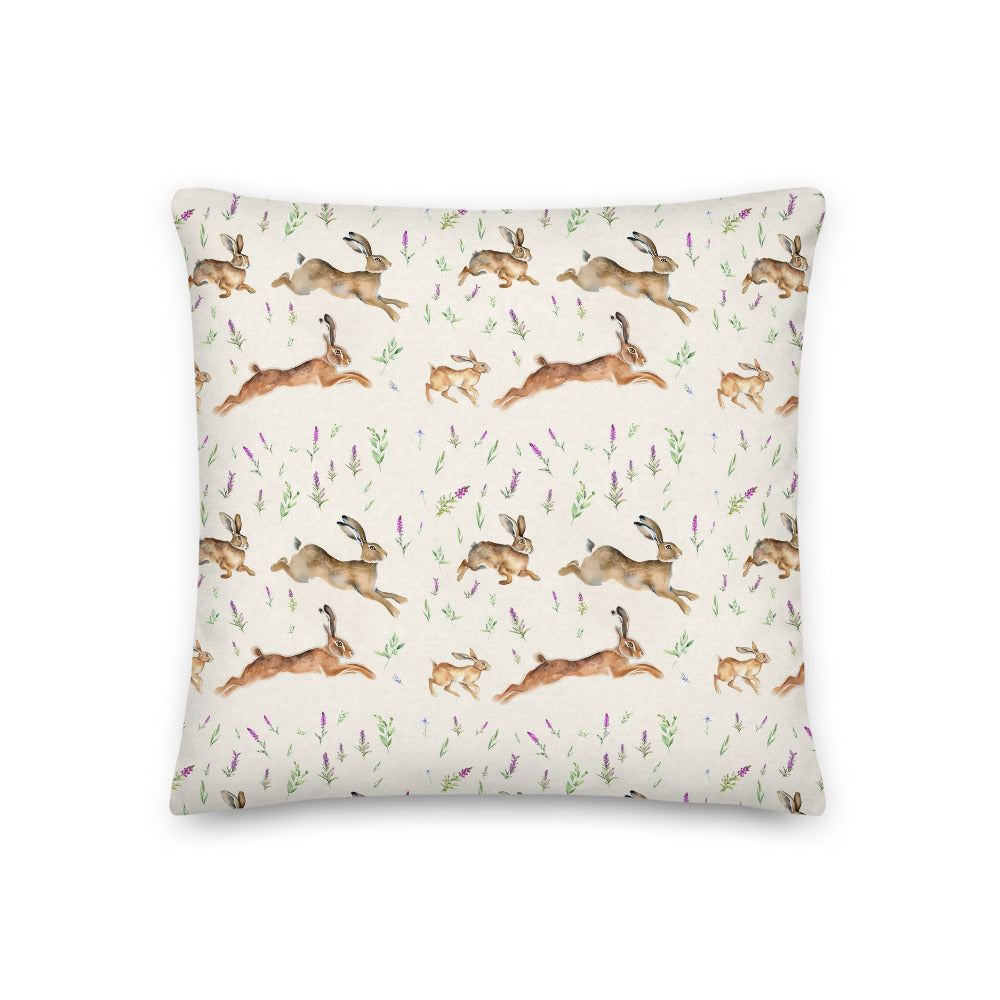 Highland Hares Cushion - watercolour design