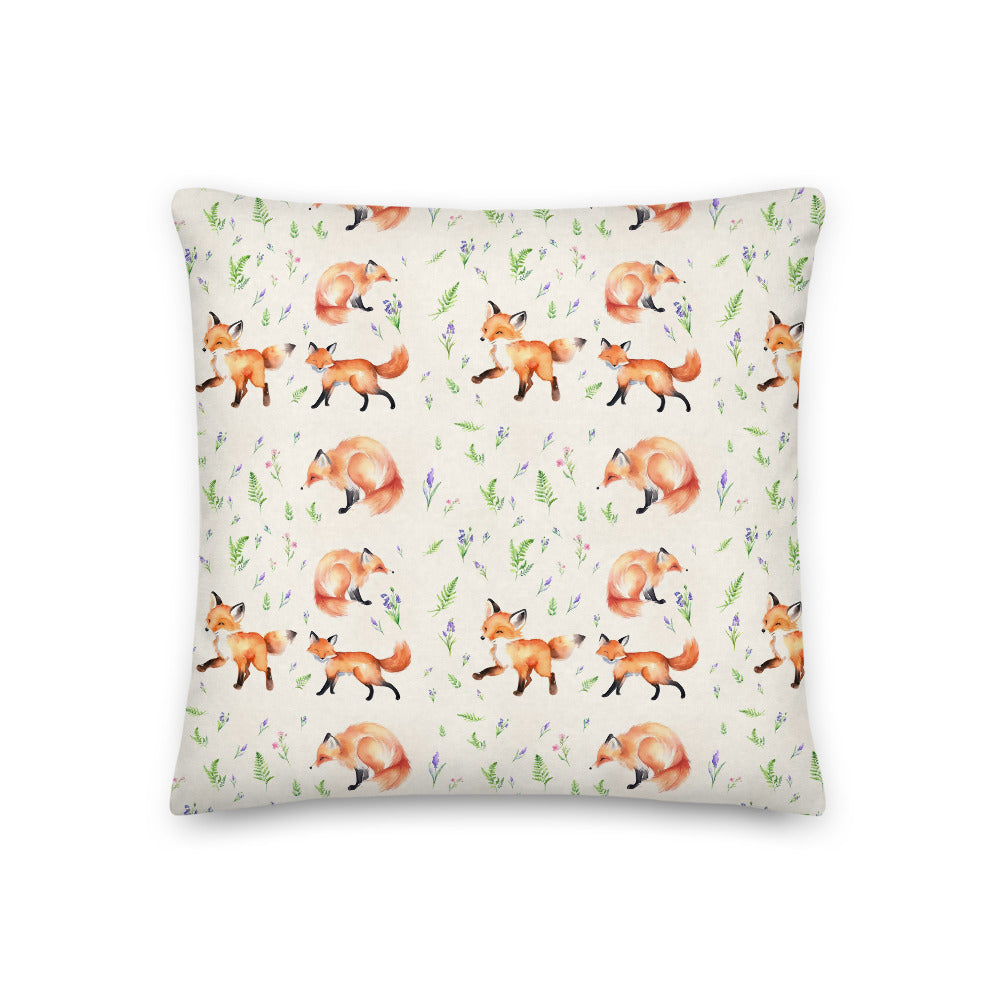 Fox in the Bluebells Cushion - watercolour design