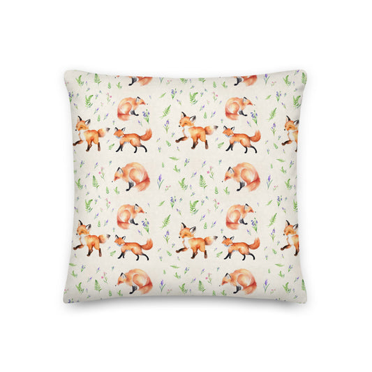 Fox in the Bluebells Cushion - watercolour design
