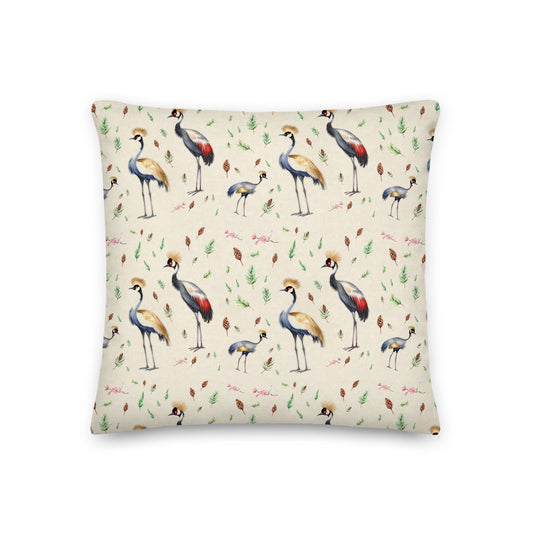 Crane & Pine Cushion - watercolour design