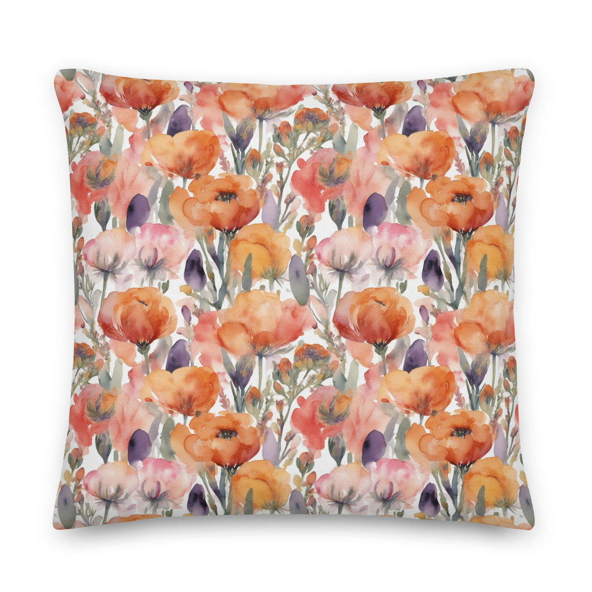 Marigold Bloom Cushion - watercolour print