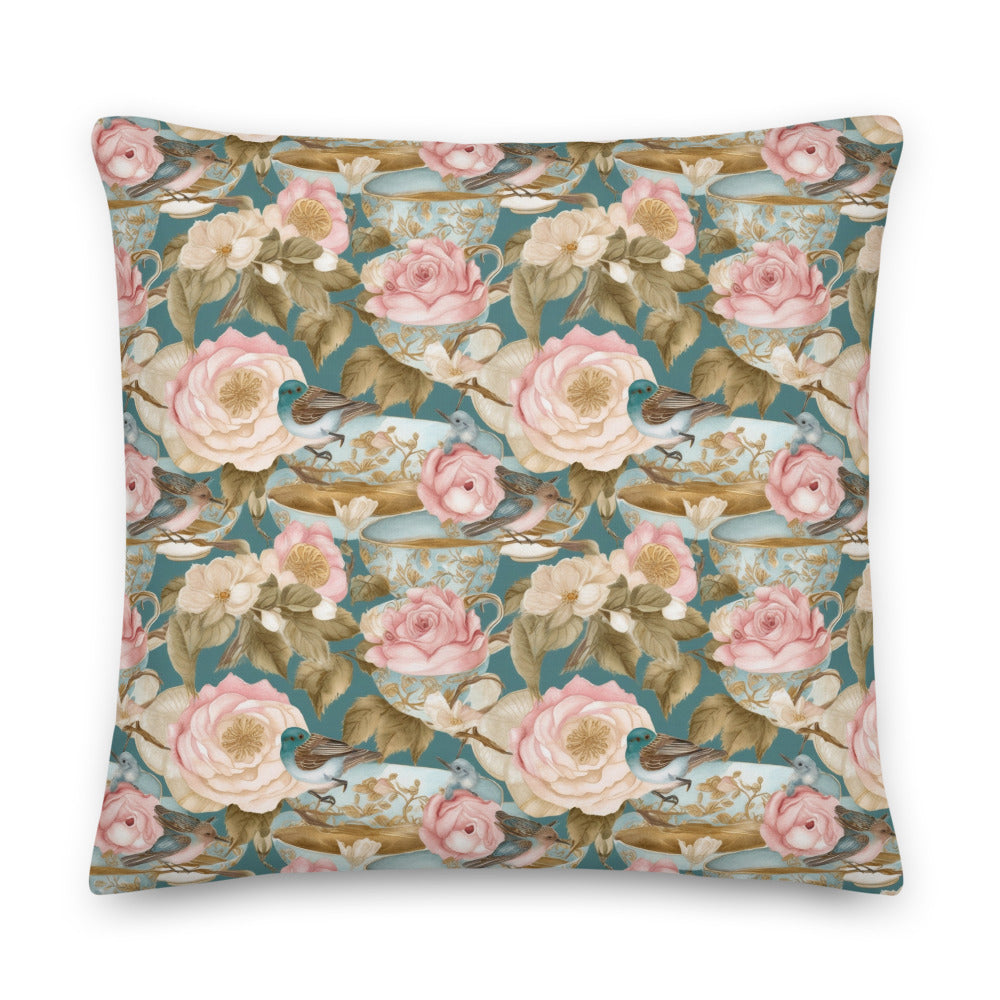 Teatime Roses Cushion - watercolour print