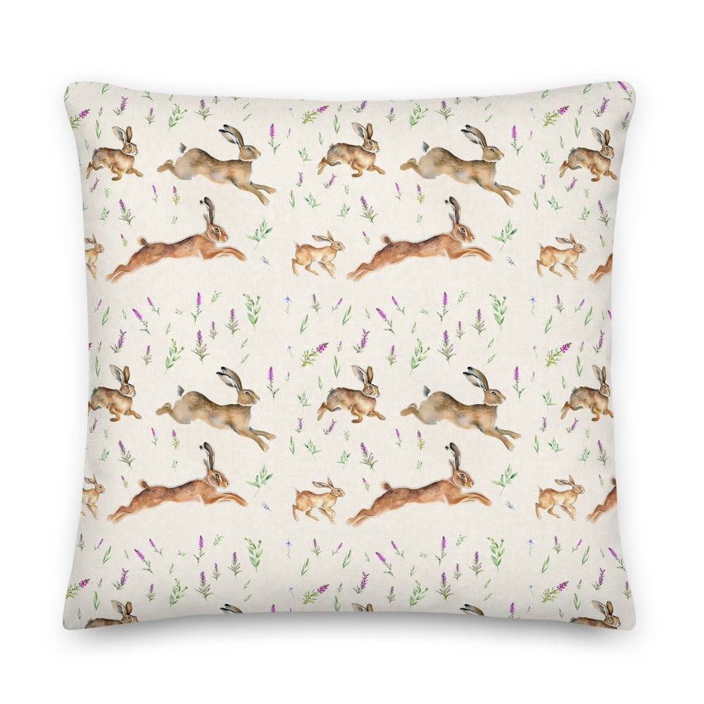 Highland Hares Cushion - watercolour design, view 4