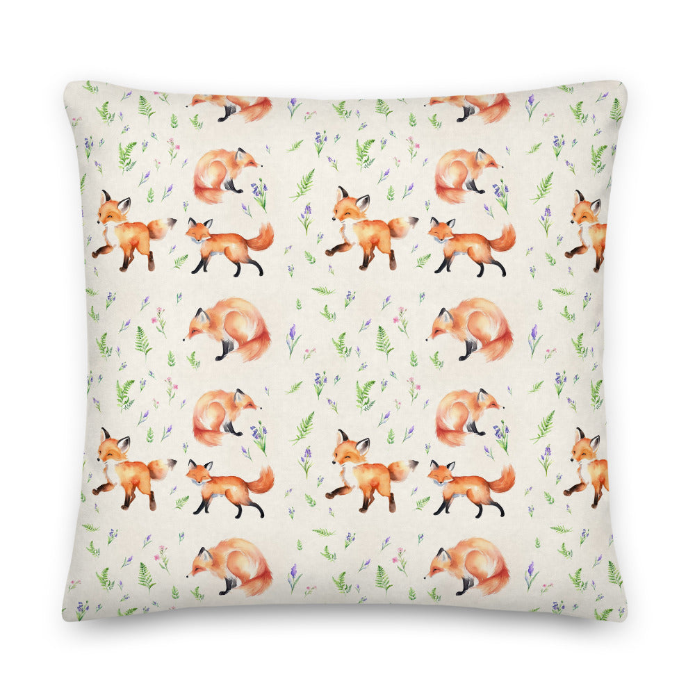 Fox in the Bluebells Cushion - watercolour design, view 4