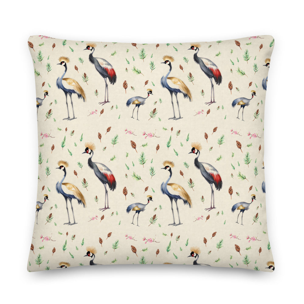 Crane & Pine Cushion - watercolour design, view 4