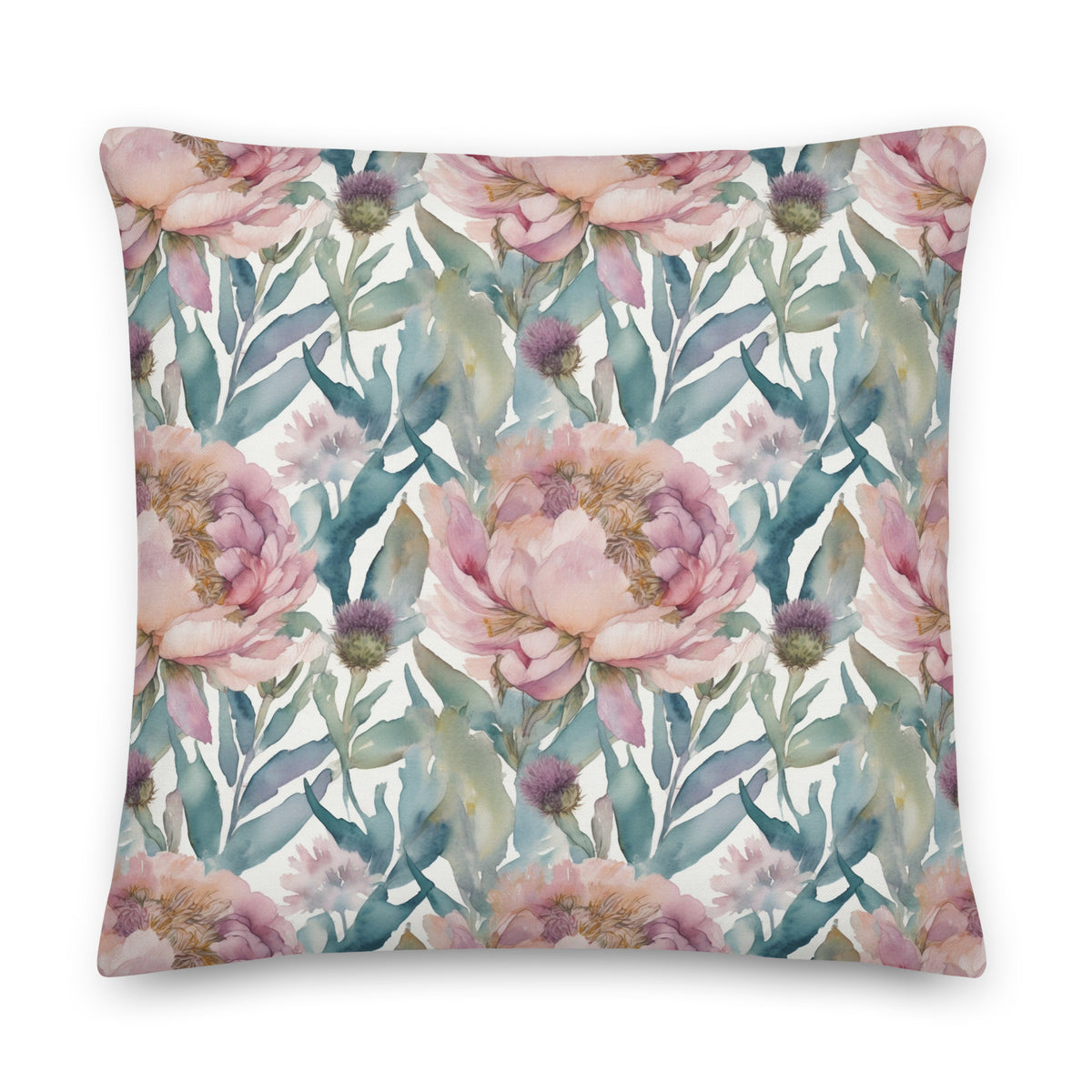 Highland Peony Cushion - watercolour print