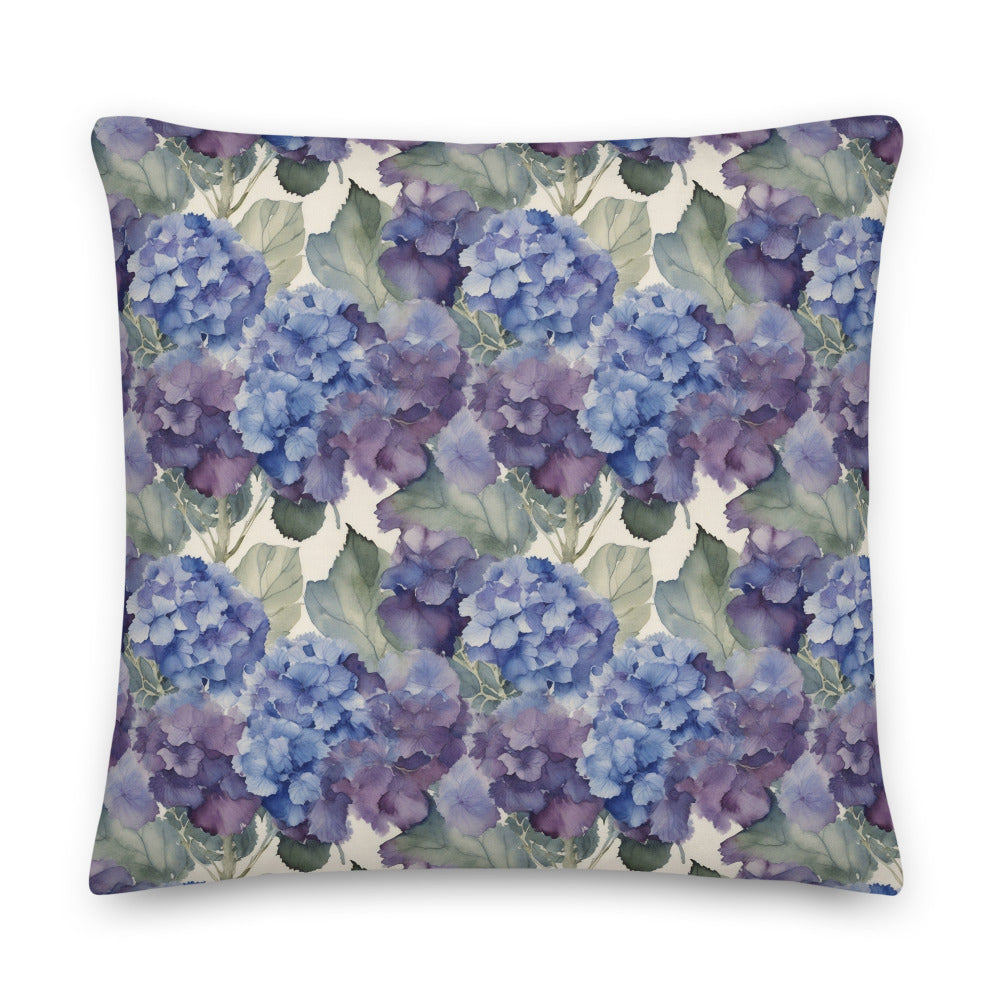 Hydrangea Haze Cushion - watercolour print