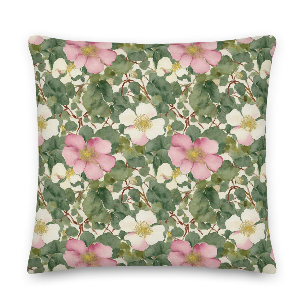 Wild Rose Cushion - watercolour print