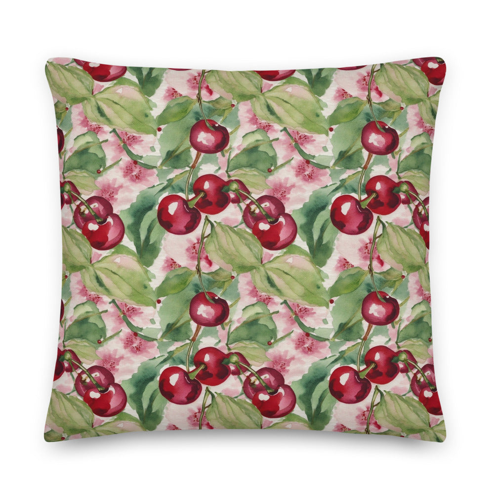 Cherry Orchard Cushion - watercolour print