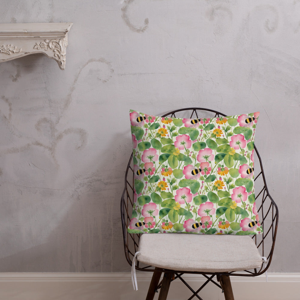 Bumble Garden Cushion - shown in a home setting