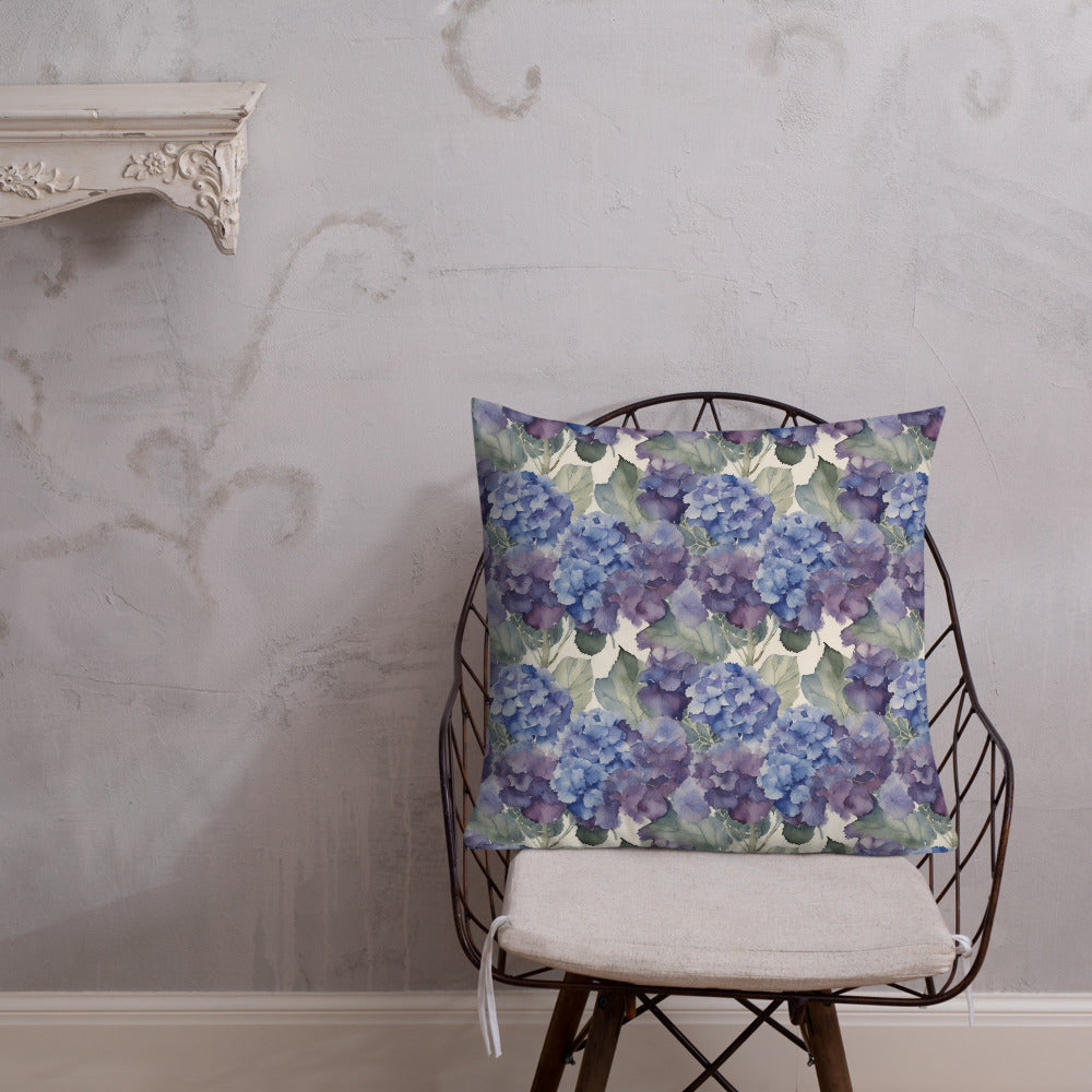 Hydrangea Haze Cushion - shown in a home setting