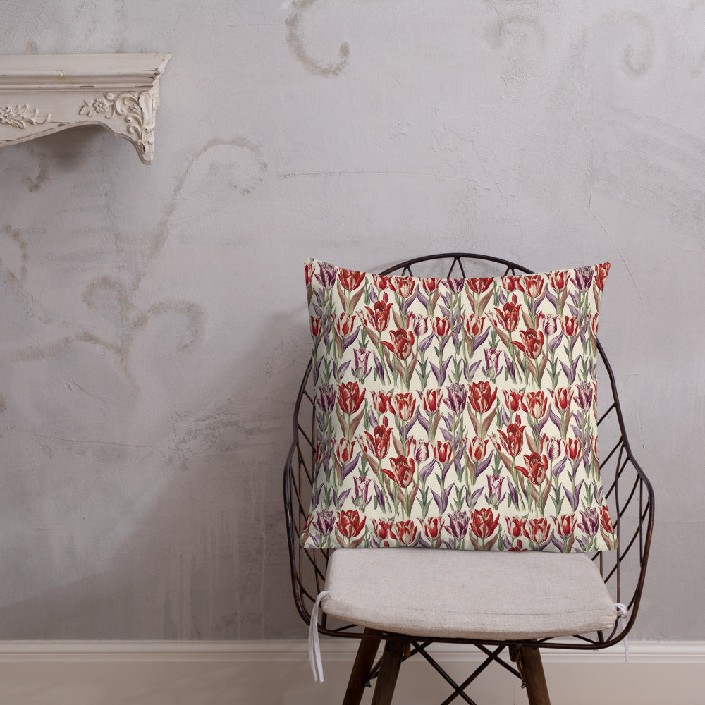 Tulip Parade Cushion - shown in a home setting