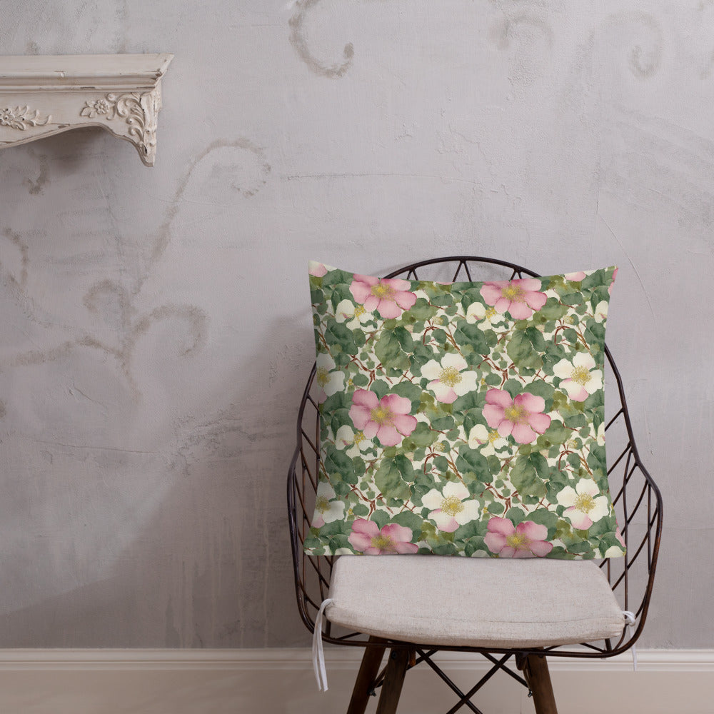 Wild Rose Cushion - shown in a home setting