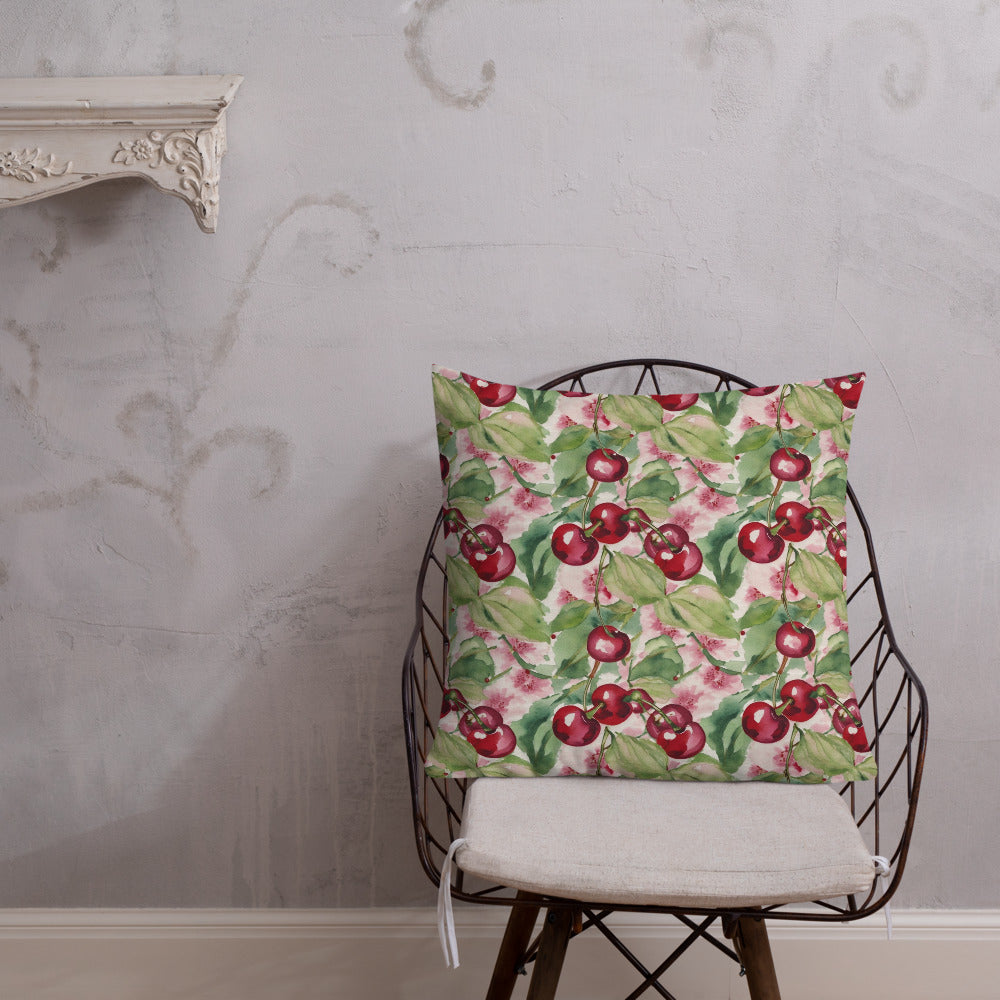 Cherry Orchard Cushion - shown in a home setting