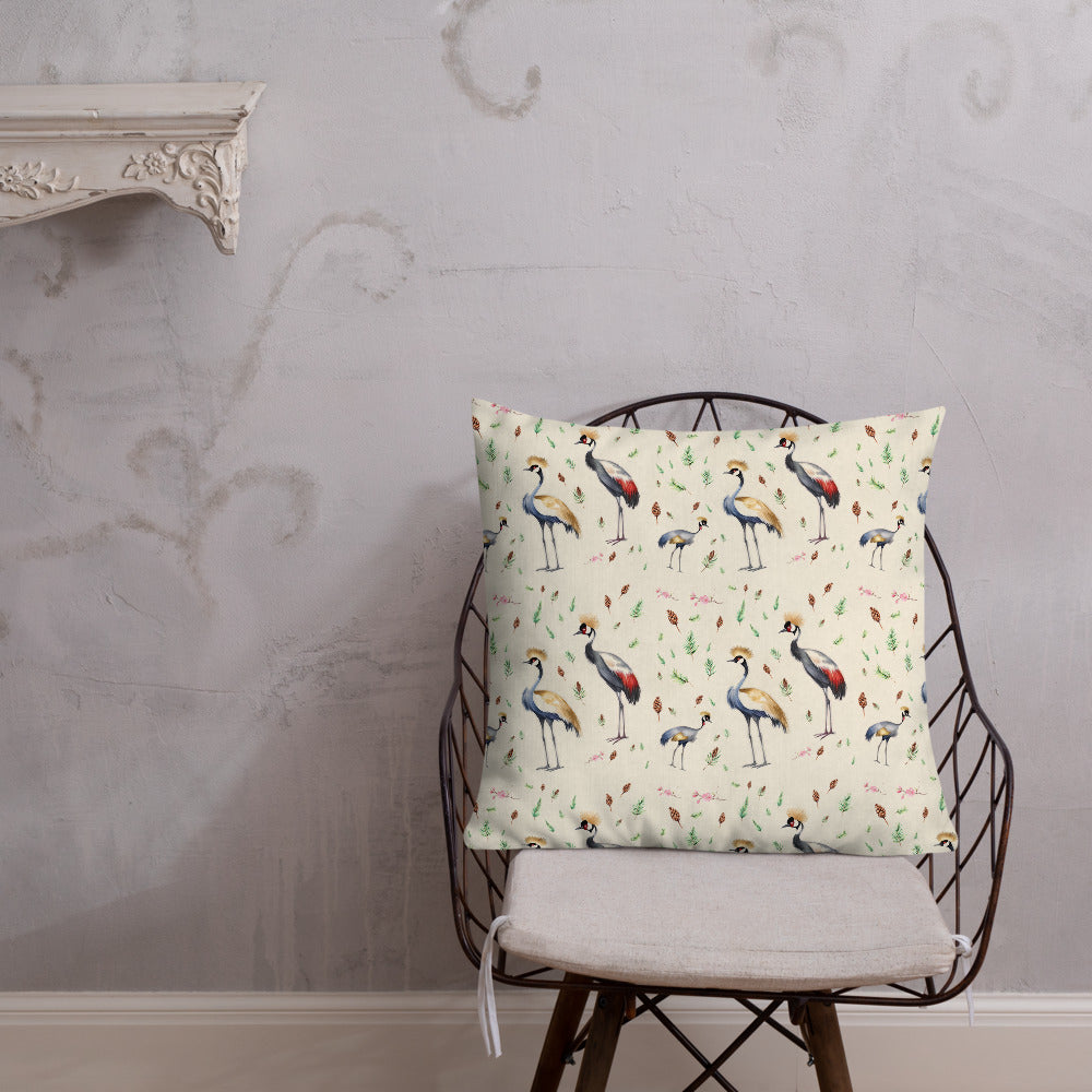 Crane & Pine Cushion - watercolour design, view 5