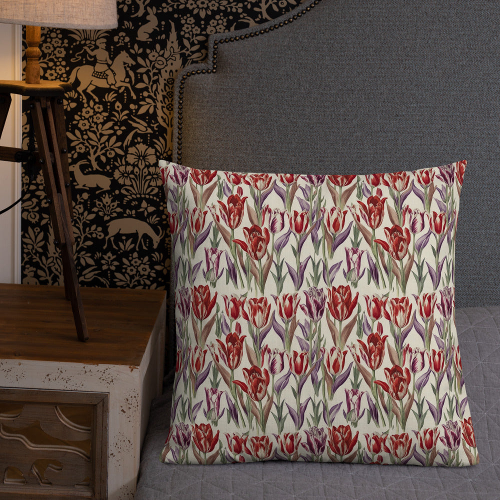 Tulip Parade Cushion - shown in a home setting