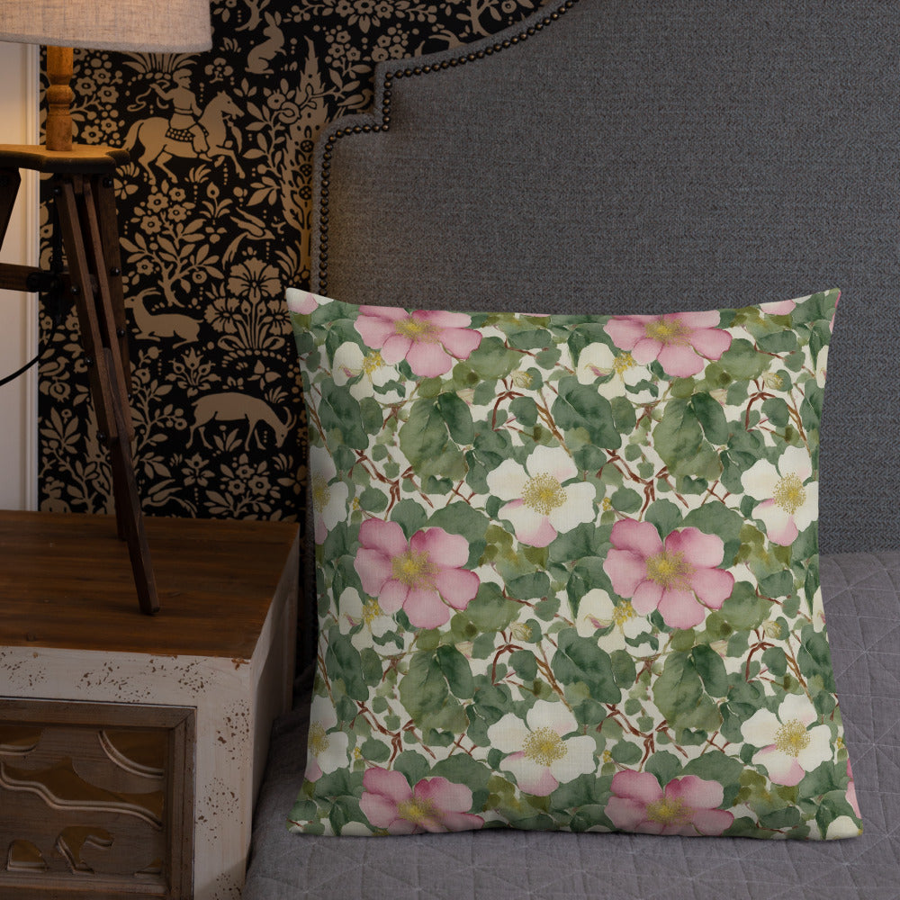 Wild Rose Cushion - shown in a home setting