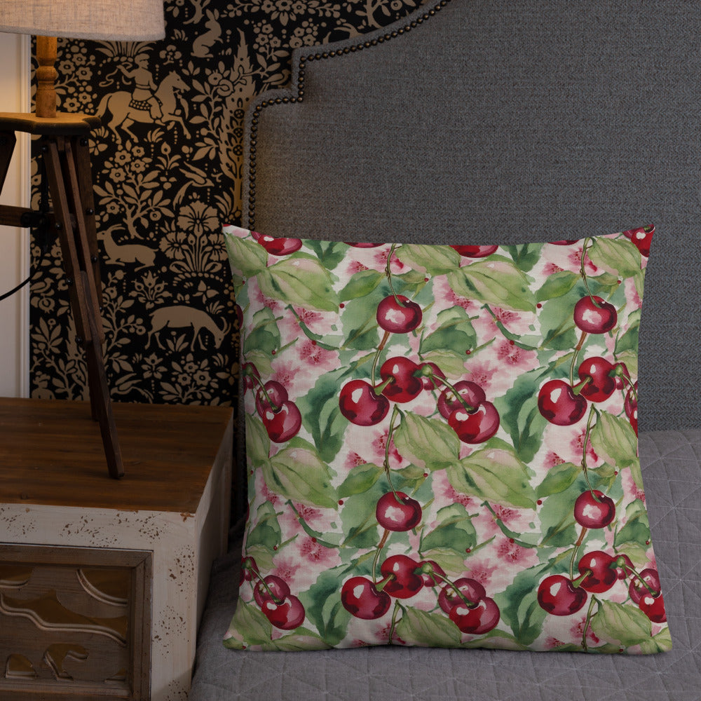 Cherry Orchard Cushion - shown in a home setting