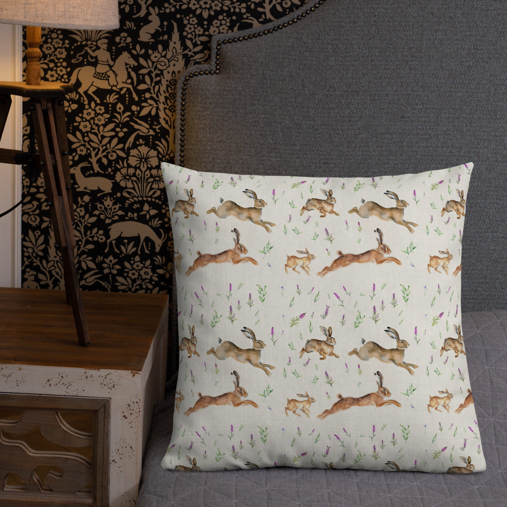Highland Hares Cushion - watercolour design, view 6