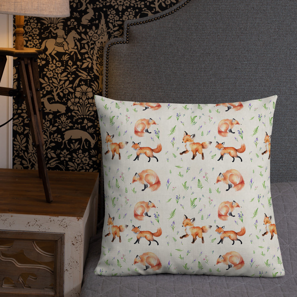 Fox in the Bluebells Cushion - watercolour design, view 6