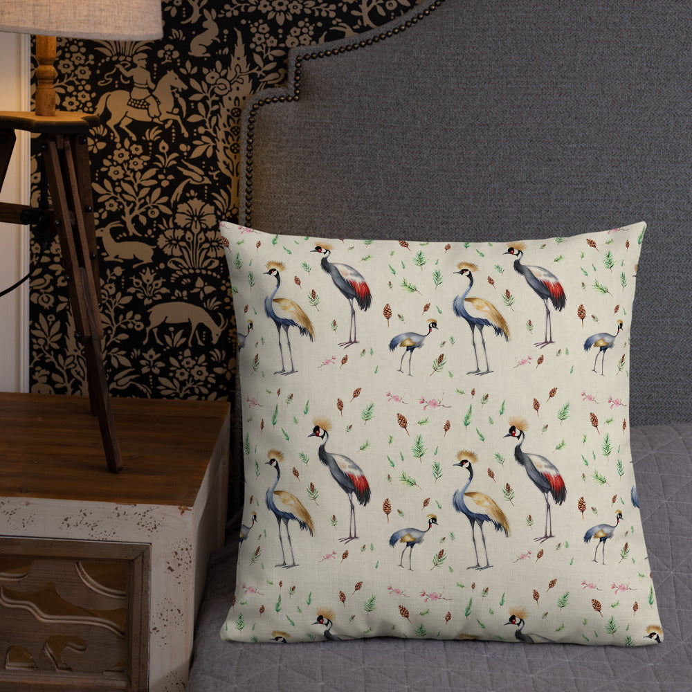 Crane & Pine Cushion - watercolour design, view 6