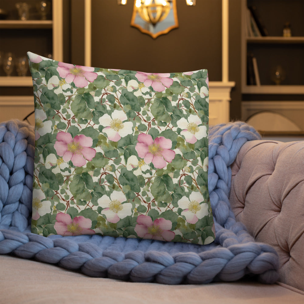 Wild Rose Cushion - shown in a home setting