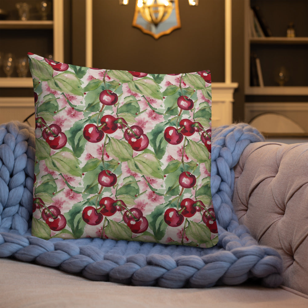 Cherry Orchard Cushion - shown in a home setting