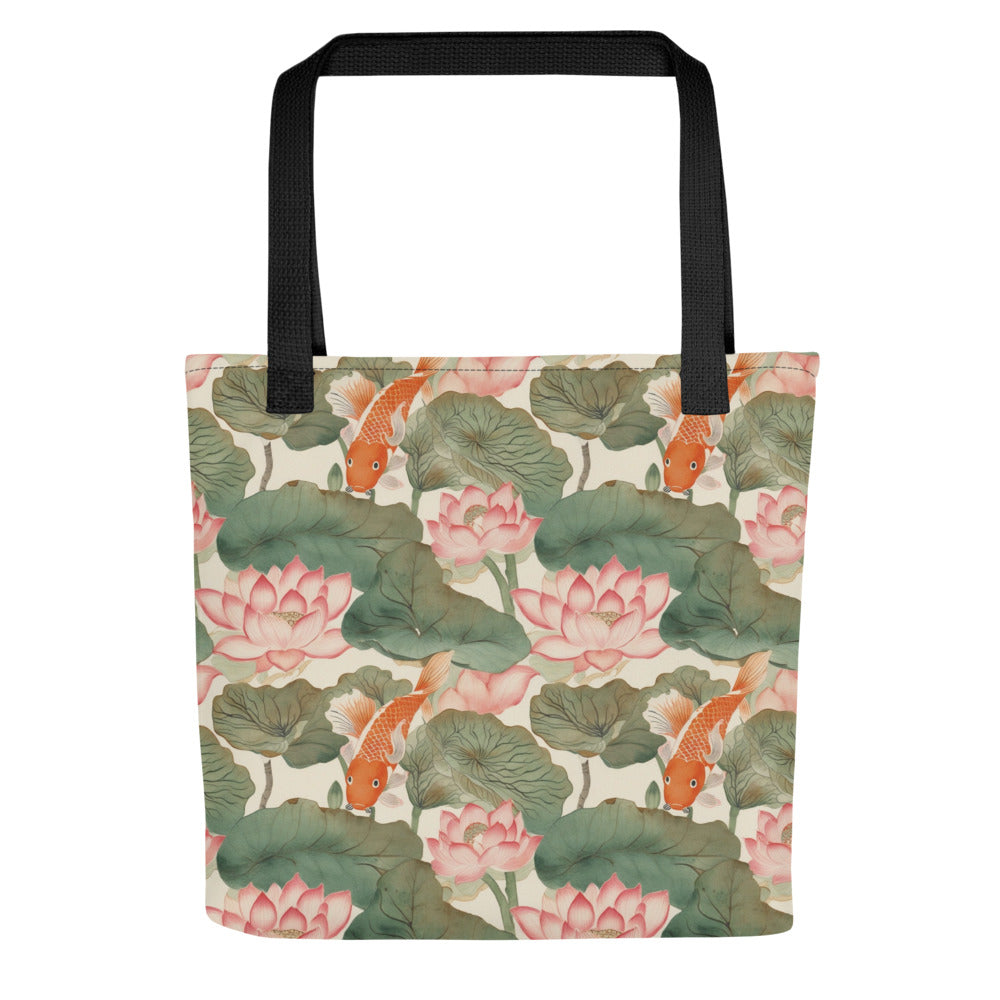 Koi & Lotus Tote Bag - watercolour print