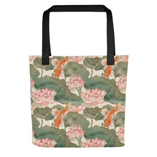 Koi & Lotus Tote Bag - watercolour print