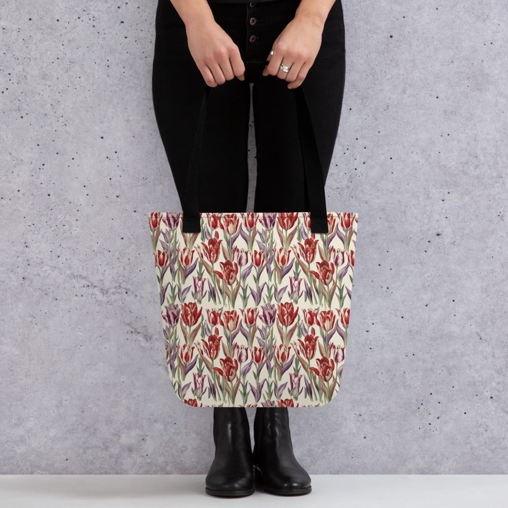 Tulip Parade Tote Bag - shown in a home setting