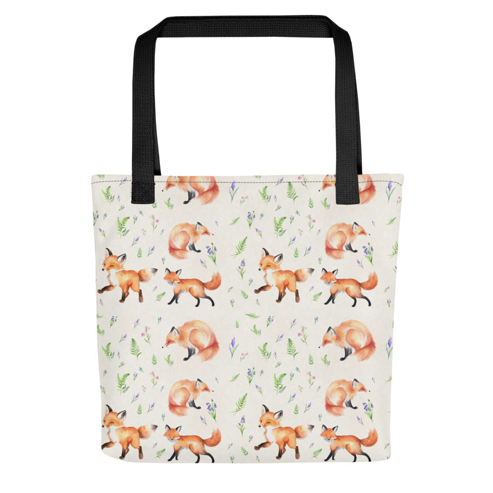 Sac fourre-tout Fox in the Bluebells - motif aquarelle