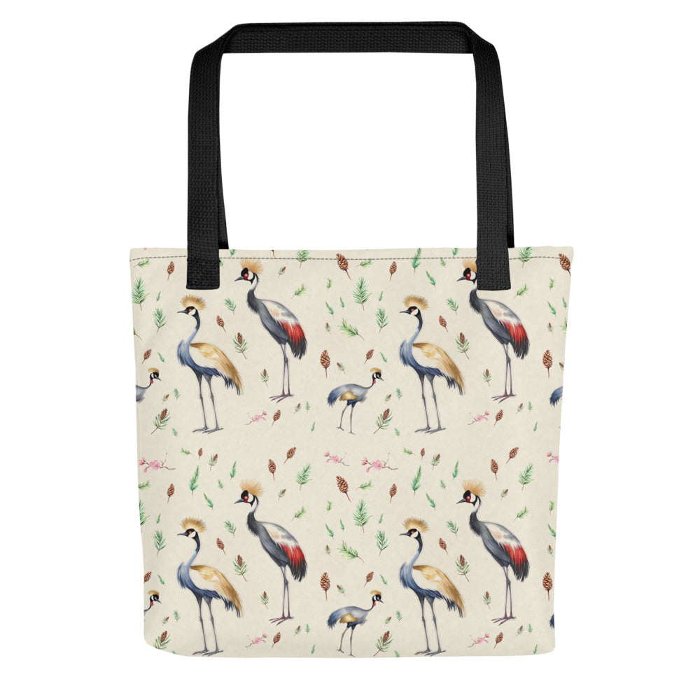 Crane & Pine Tote Bag - watercolour design