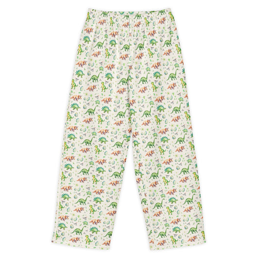 Dino Valley Unisex Wide-Leg Lounge Pants - watercolour print