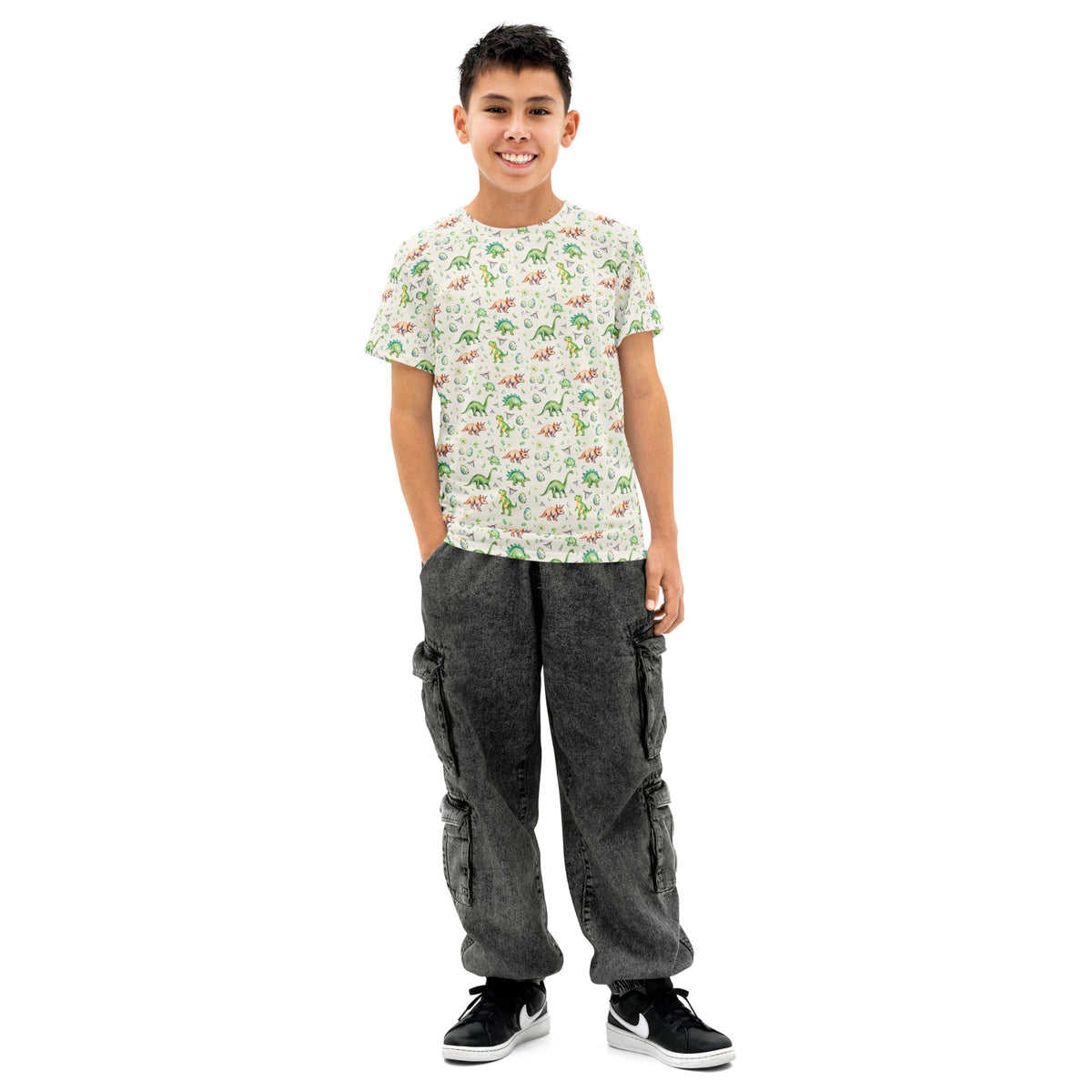 Dino Valley Youth Tee - watercolour print