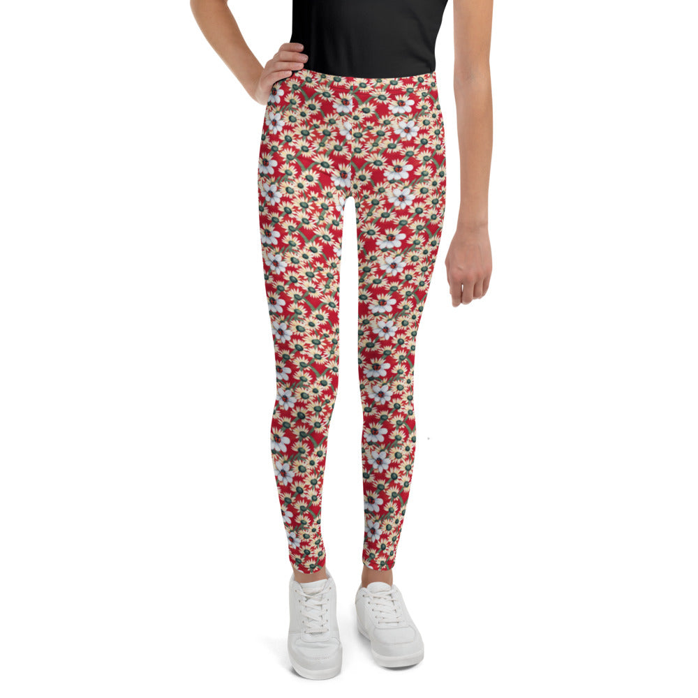 Ladybirds & Daisies Youth Leggings - watercolour print