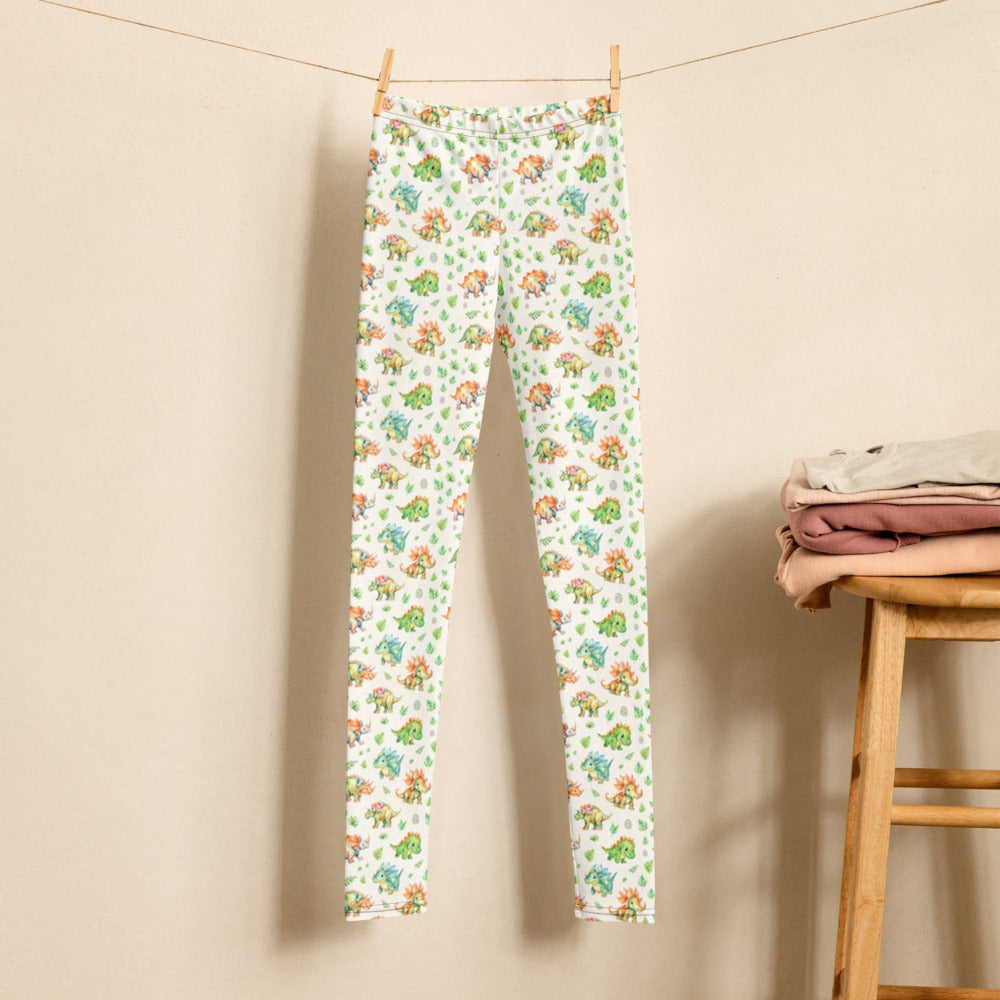 Little Dino Stomp Youth Leggings - shown on a child