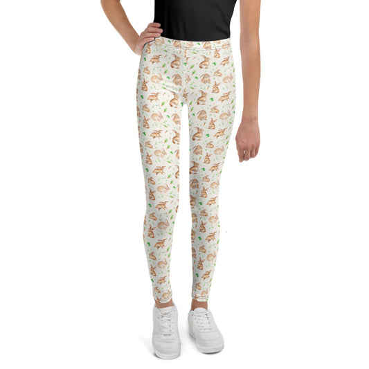 Carrot Patch Bunnies Youth Leggings - shown on a child