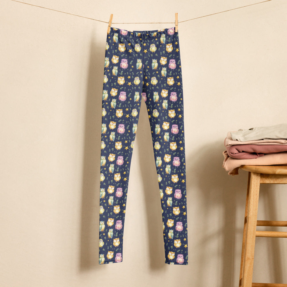 Sleepy Owls Youth Leggings - shown on a child