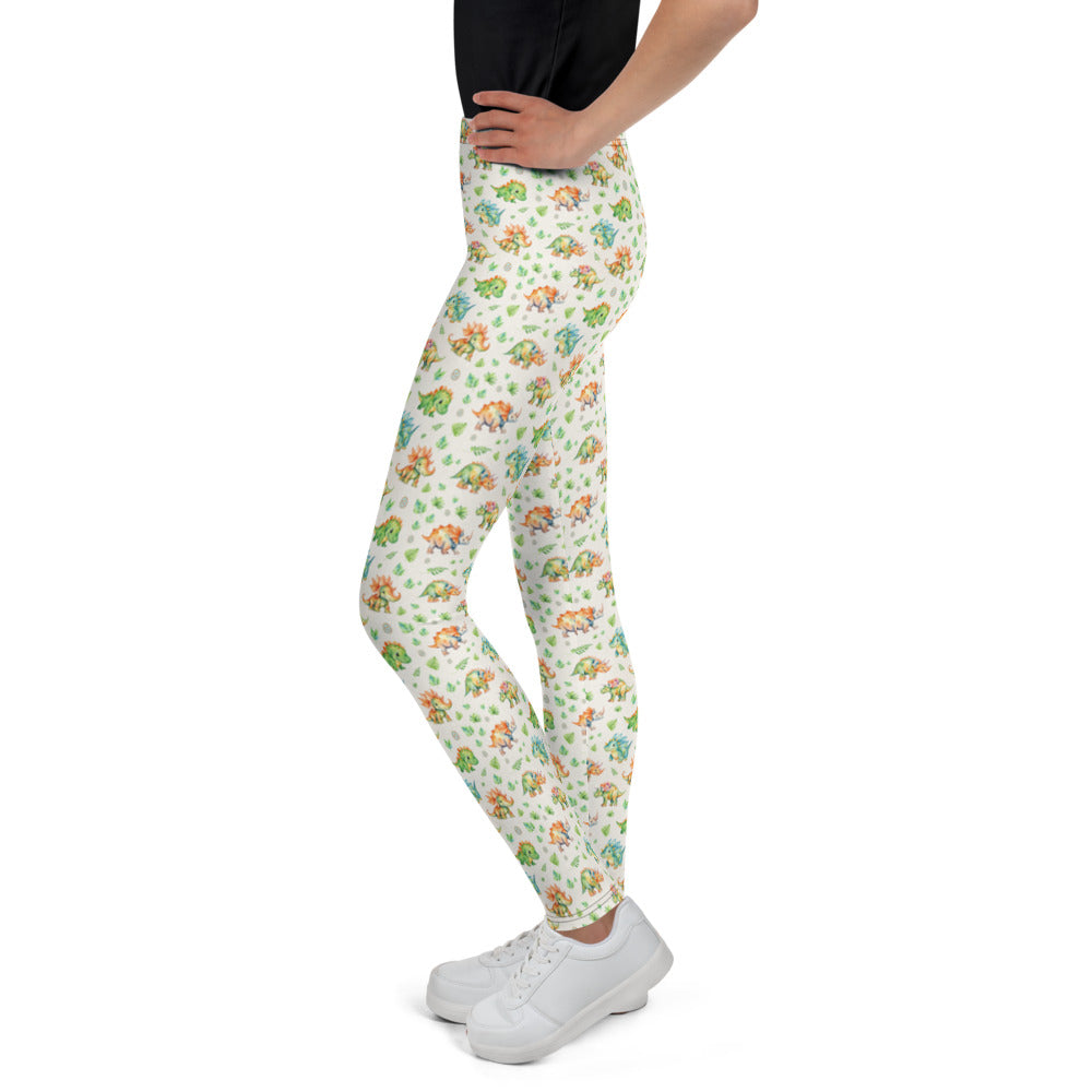 Little Dino Stomp Youth Leggings - shown on a child
