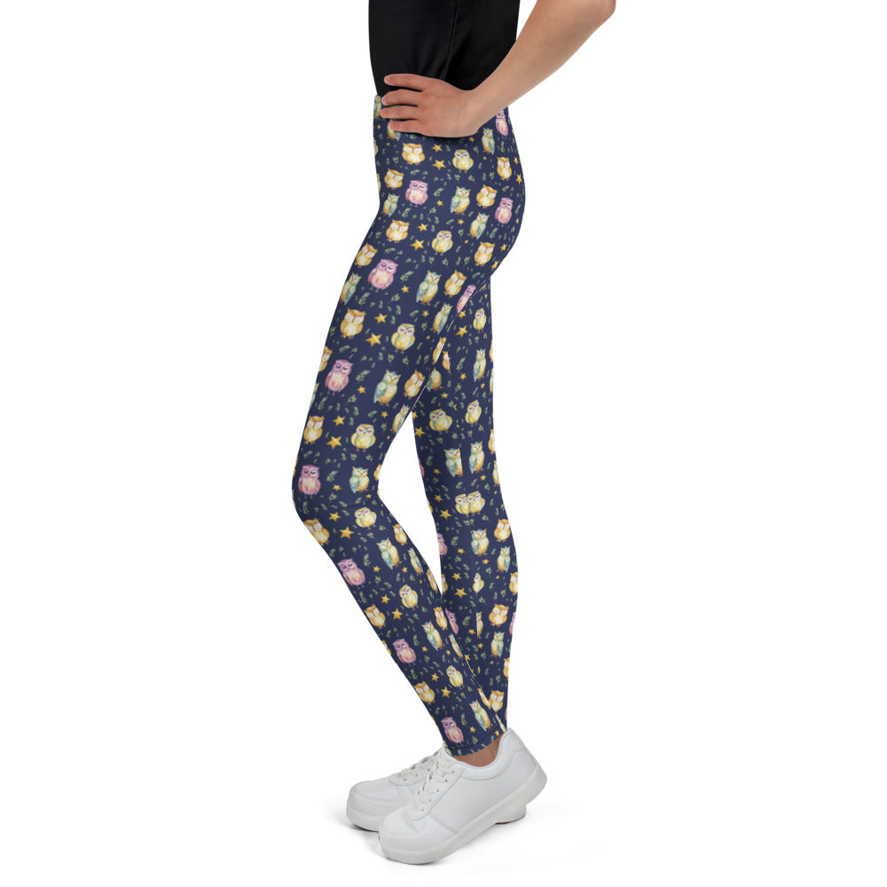 Sleepy Owls Youth Leggings - shown on a child