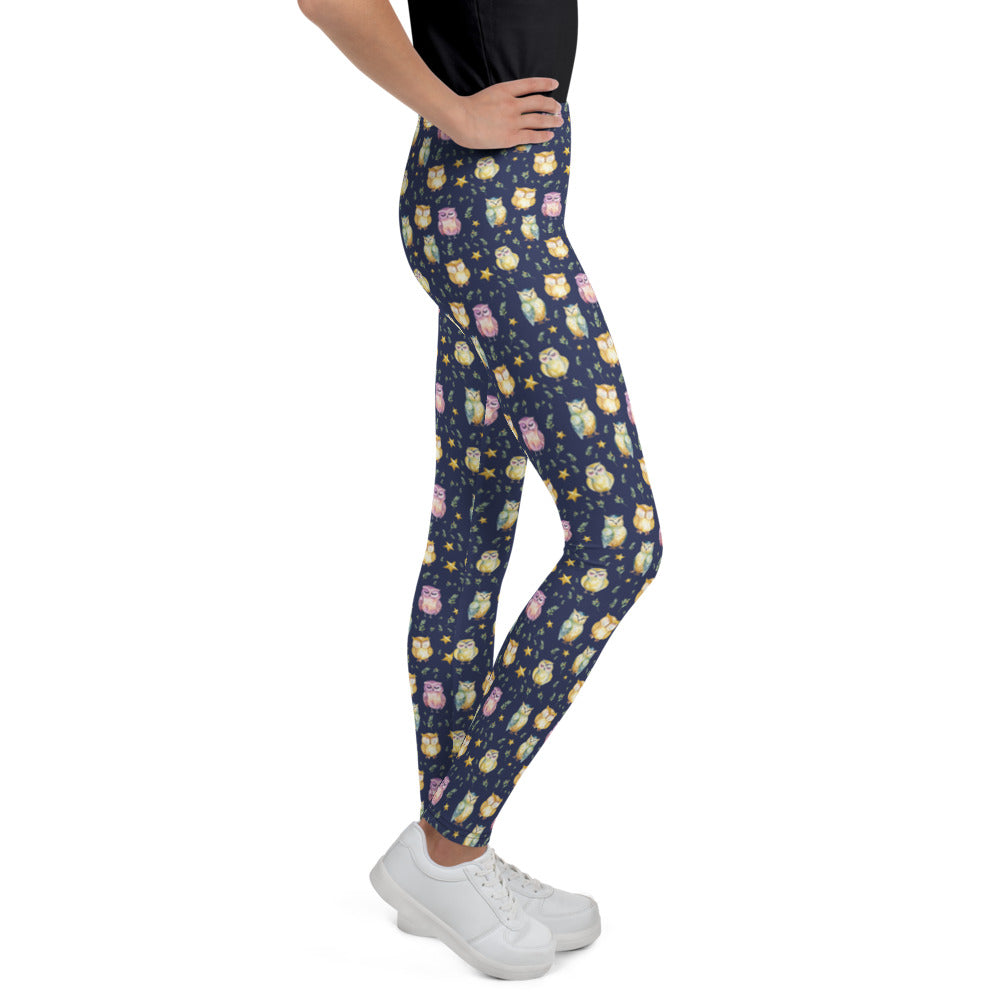 Sleepy Owls Youth Leggings - shown on a child