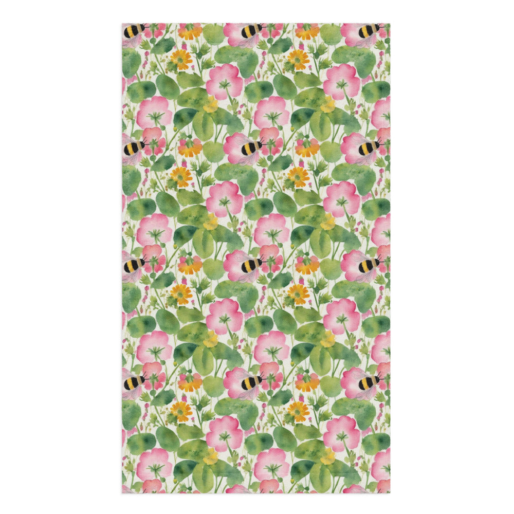 Bumble Garden Tea Towel - watercolour print