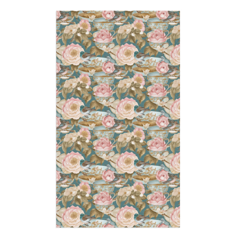 Teatime Roses Tea Towel - watercolour print