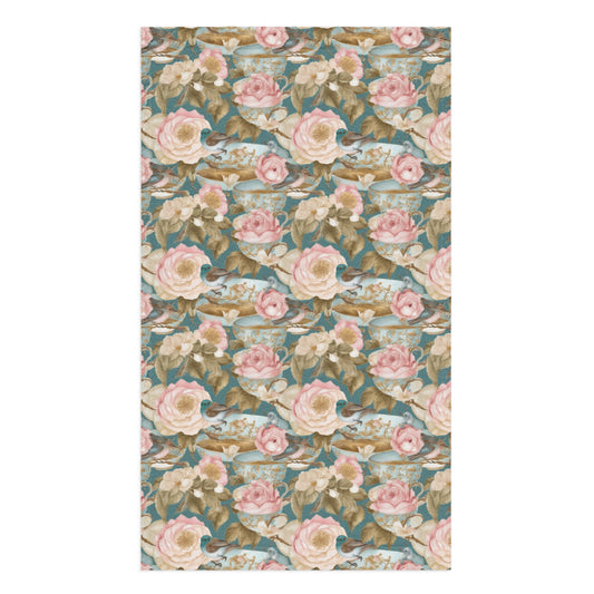 Teatime Roses Tea Towel - watercolour print