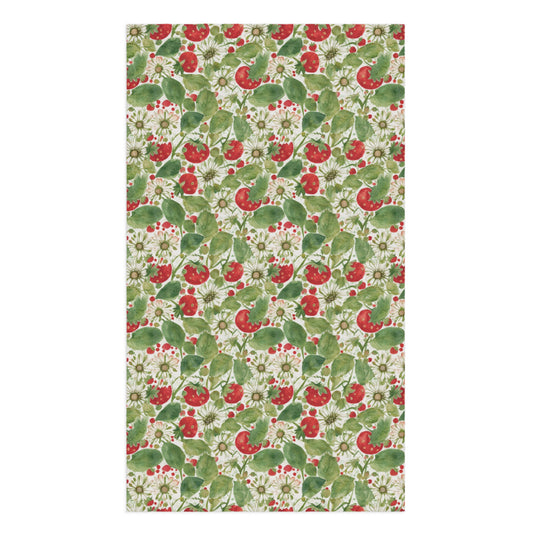 Strawberry & Daisy Tea Towel - watercolour print
