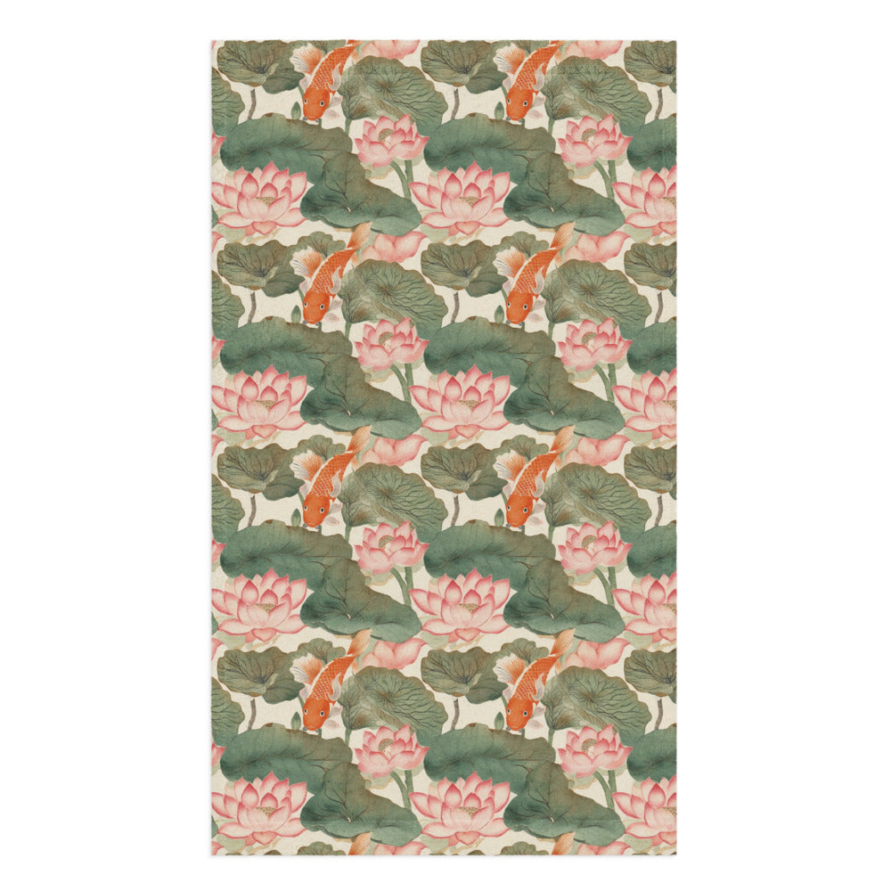 Koi & Lotus Tea Towel - watercolour print